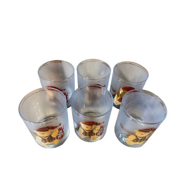 6 Vintage Culver frosted lowball Christmas glasses/cups. Teddy Bear. Gifts. - Picture 2 of 4